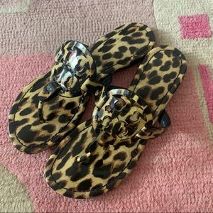 Tory Burch Miller Patent Leather Sandals Leopard